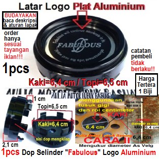 dop center roda as velg mobil racing fabulous - selinder kaki 6.4 cm topi 6.5 cm logo plat aluminium