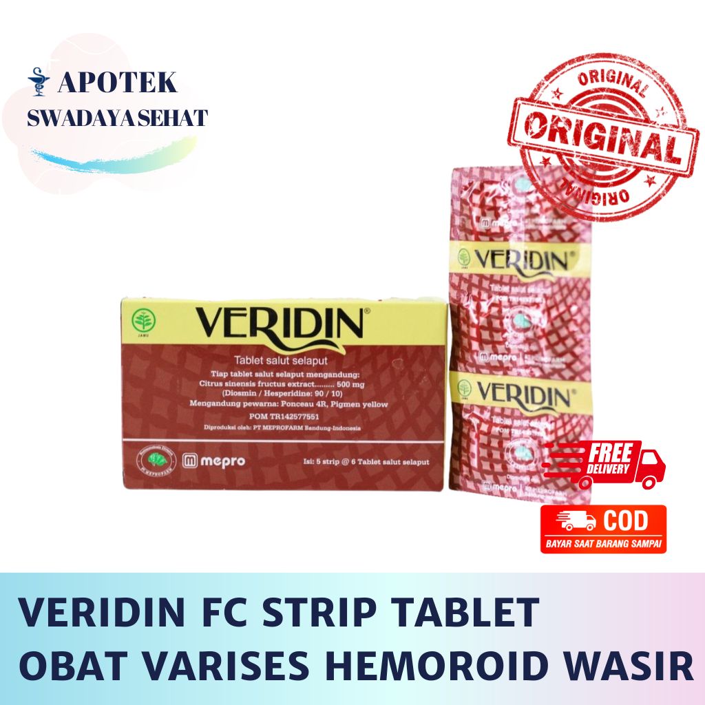 VERIDIN FC Strip Tablet - Obat Hemoroid Varises Wasir Gangguang Peredaran Darah