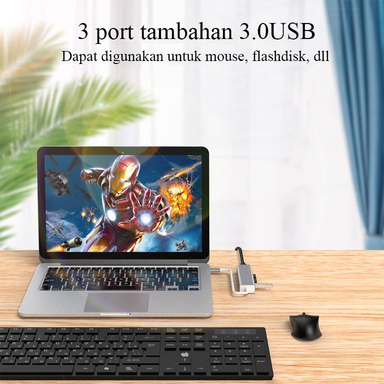 USB 3.0 To HUB 3 Port With Lan Gigabite Ethernet Adaptor Convertor