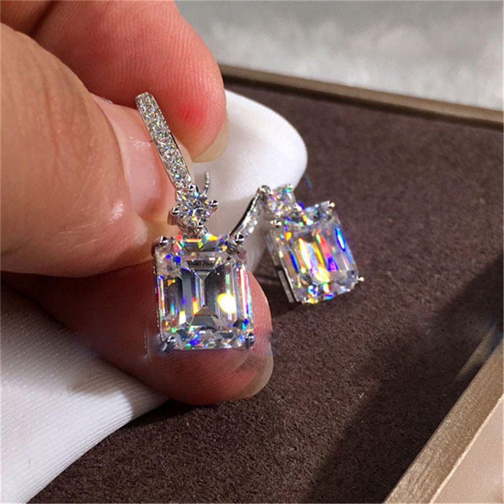 Lily Perak Drop Anting Fashion Perjamuan Pernikahan Perhiasan Cubic Zirconia