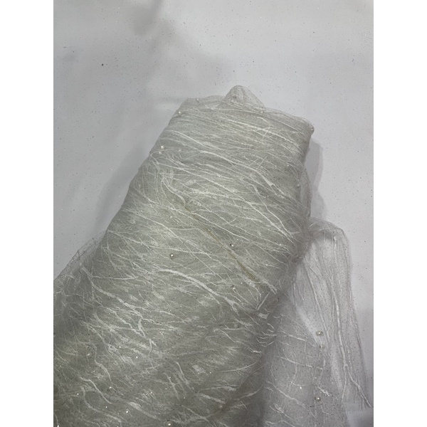 kain Tulle akar mutiara-Putih tulang