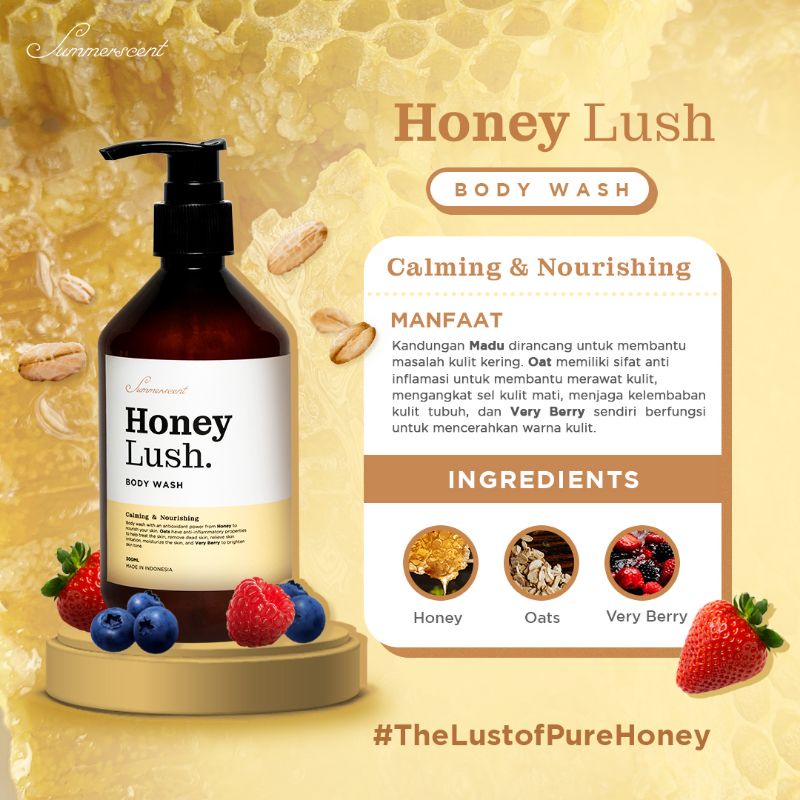 Summerscent Honey Lush Body Wash Sabun Mandi Cair Merawat Kulit Melembutkan Melembabkan dan Mencerahkan Summerspring