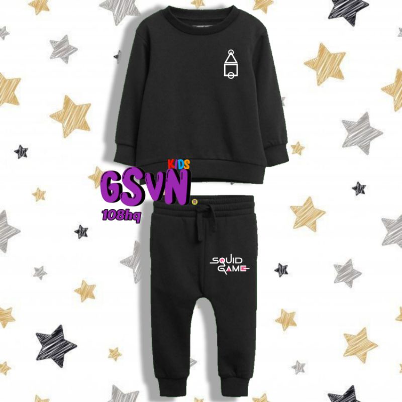Jaket Anak - Sweater Jogger Pants Kids SquidGame Skuid Game Kdrama Logo Satu Setel Satu Set - Articl