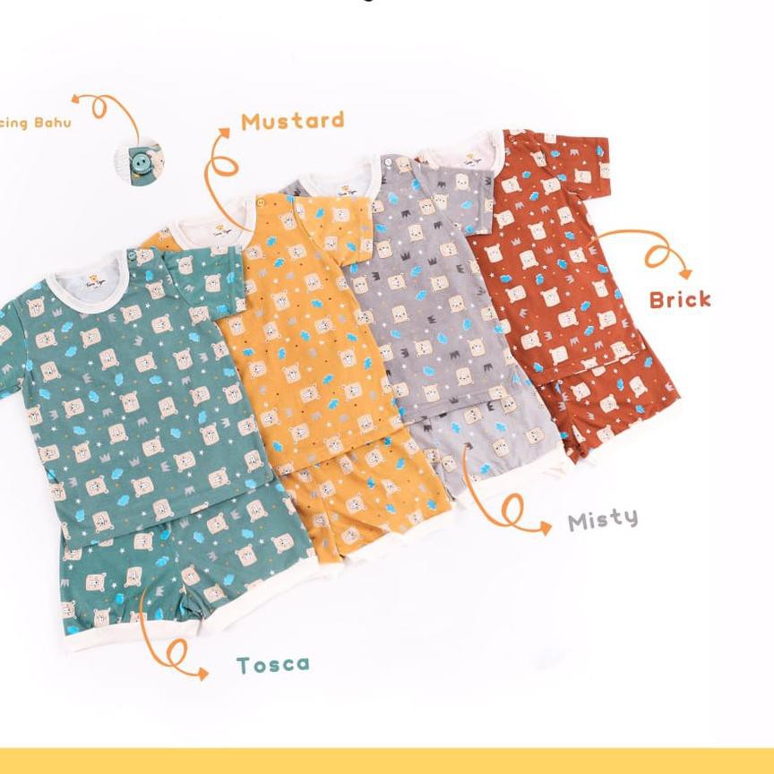 ❤ BIG SALE BRANDED ❤ SETELAN PIYAMA TWIN TIGER PENDEK 6-18 Bulan SML SNI PREMIUM ,,,,.....