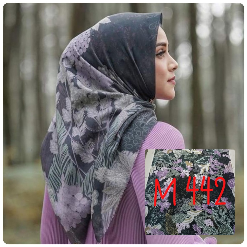 BESTSELLER Hijab Segiempat Voal Motif Printing Lasercut Kerudung Motif Square Grosir Jilbab Murah NN hijab-M442