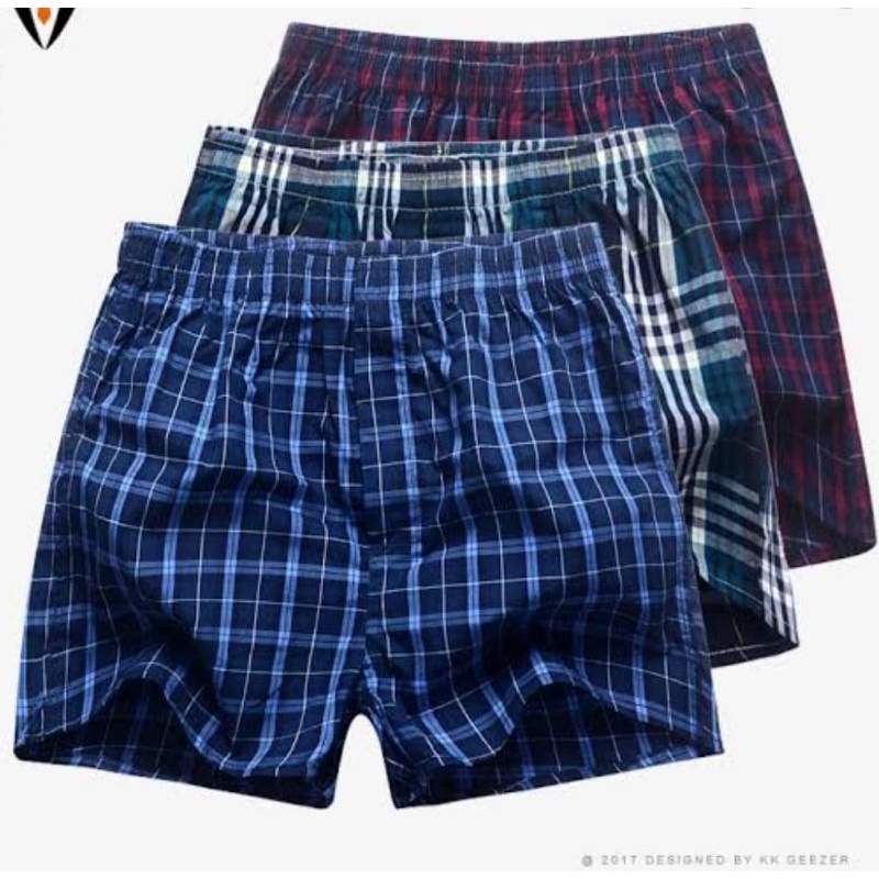 paket 3 pcs celana boxer pria motif branded factory outlet