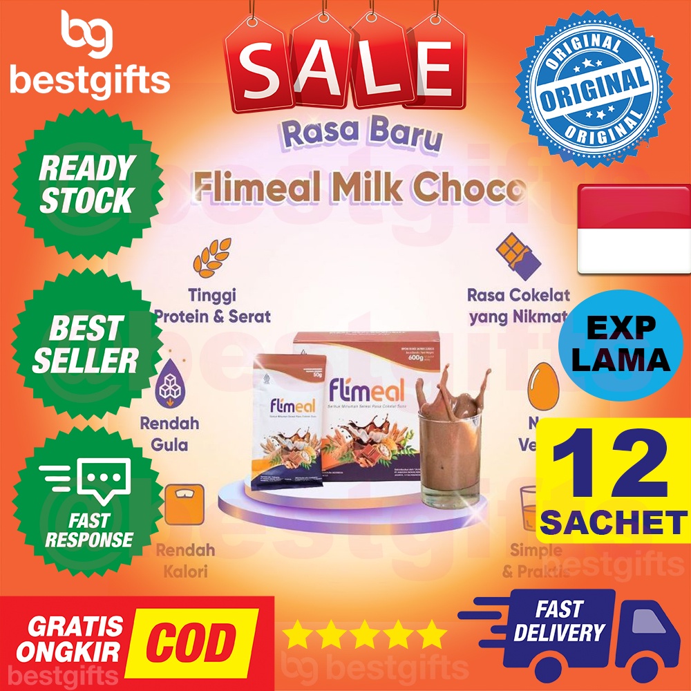 FLIMEAL MINUMAN PENGGANTI MAKANAN (MEAL REPLACEMENT) BY FLIMTY - 1 BOX (isi 12 SACHET) - COKLAT SUSU