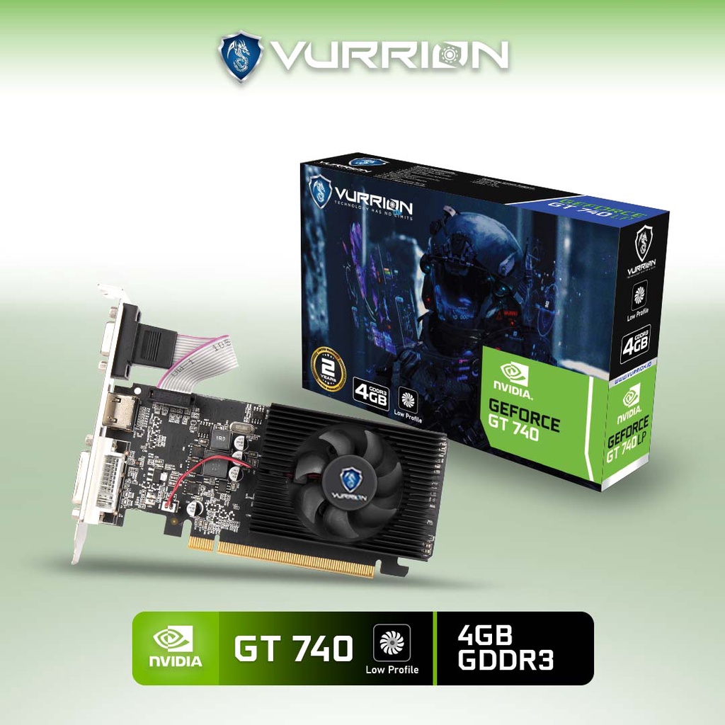 VGA Card GT 740 LP 2GB / 4GB GDDR3 128Bit Vurrion Geforce Nvidia GPU GT740 740LP DDR3 Low Profile Garansi Resmi 2 Tahun