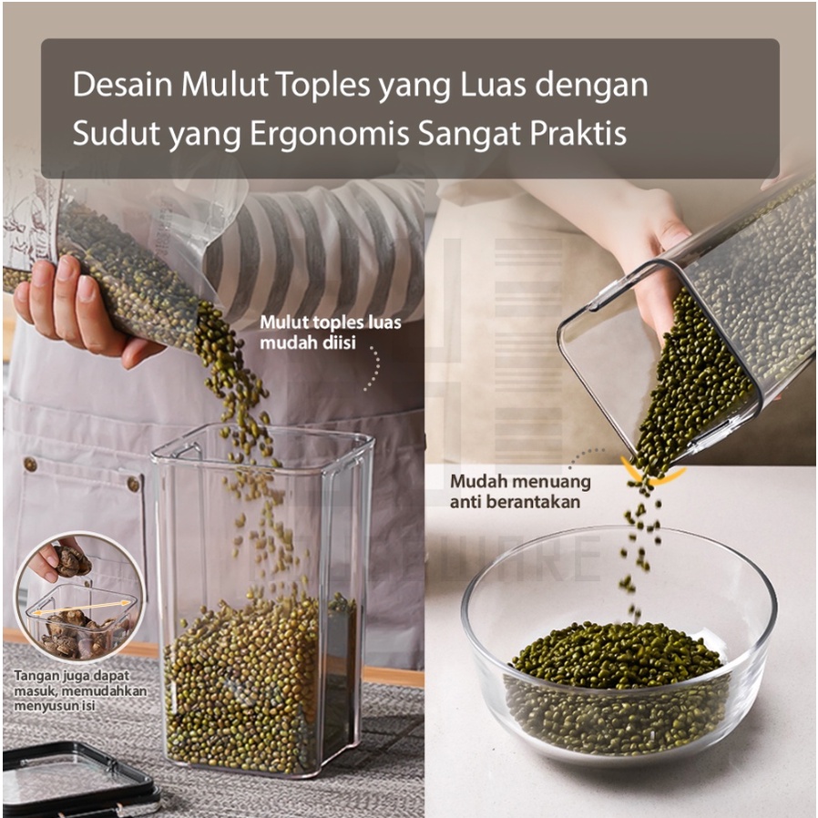 TOPLES BENING KEDAP UDARA / KOTAK SNACK CEREAL / KONTAINER MAKANAN / FOOD STORAGE KEEP FRESH CLEAN / JAR CONTAINER / PREMIUM TEMPAT PENYIMPANAN BUMBU WADAH / KEBUTUHAN DAPUR / TOPLES KEUPUK KERIPIK