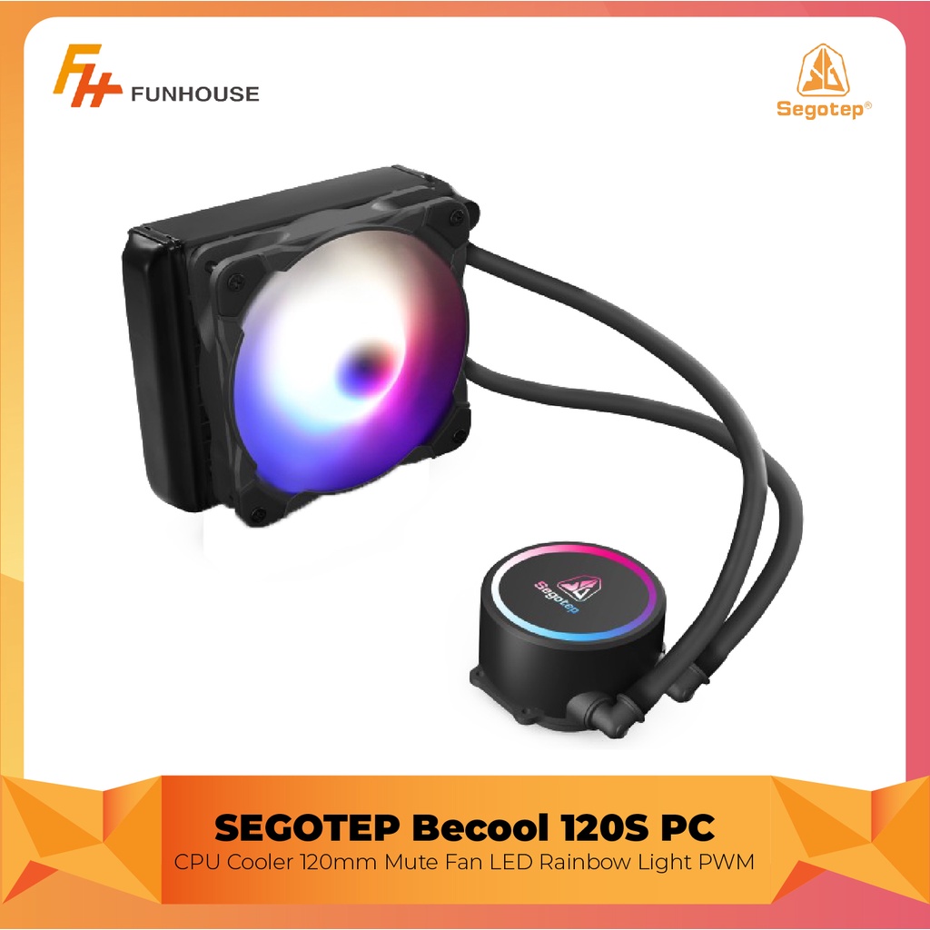 SEGOTEP Becool 120S PC CPU Cooler 120mm Mute Fan LED Rainbow Light PWM