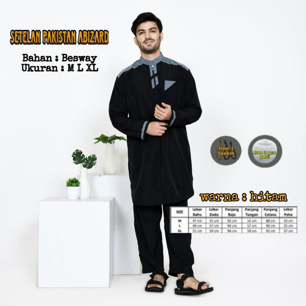 Stelan pakistan abizard pria dewasa/koko stelan pakistan priabaju muslim stelan pakistan pria dewasa