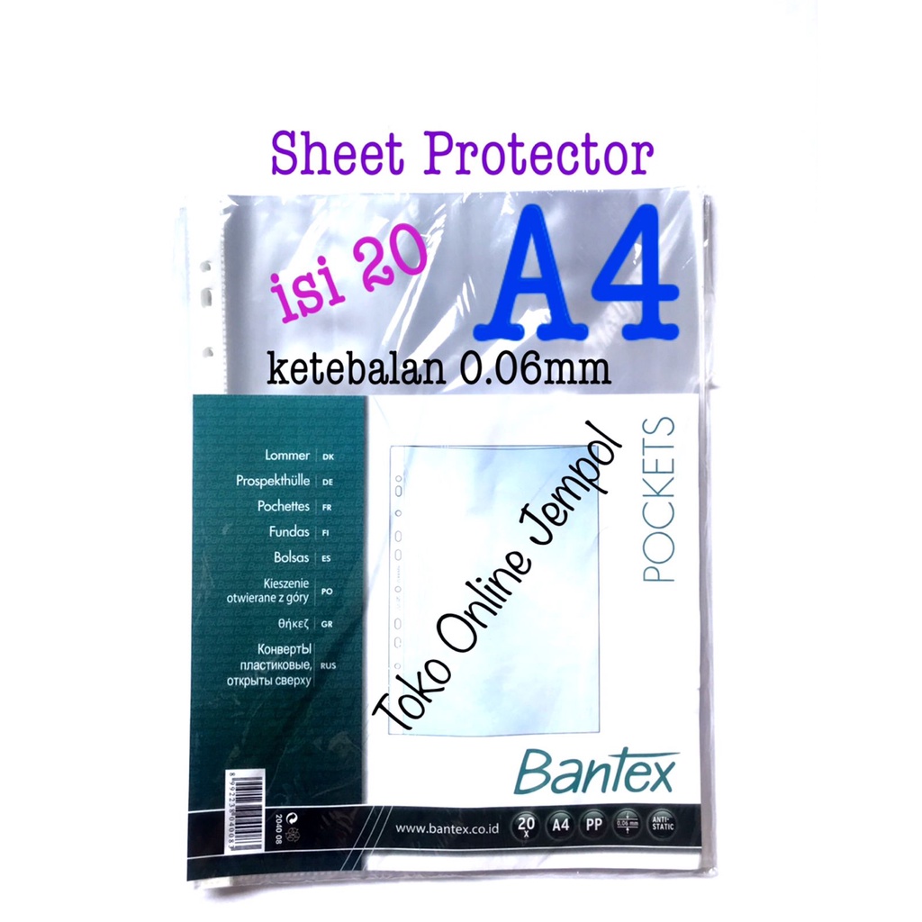 

A4 isi 20 Sheet Protector Bantex Plastik Pelindung File dok Pocket Clear ATK1251BX