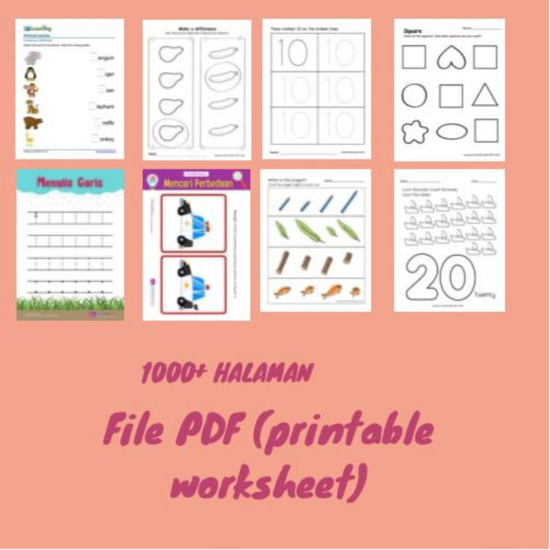 1000+ Halaman PDF untuk anak usia 2-6 tahun. PRINTABLE WORKSHEET