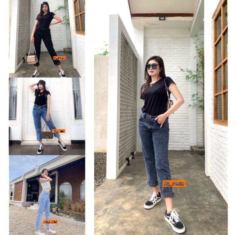 CELANA JEANS BOYFRIEND SNOW WANITA