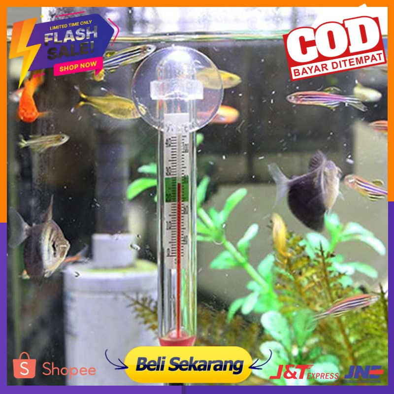 Effosola Termometer Pengukur Suhu Aquarium Glass Tube Temperature T140