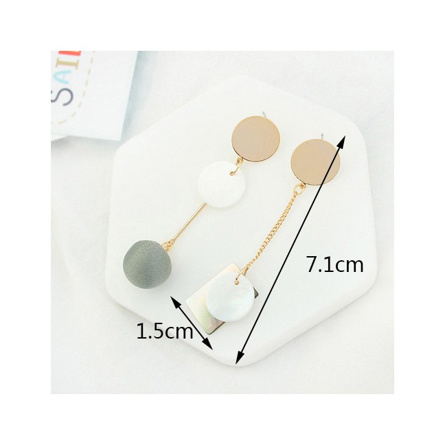 LRC Anting Tusuk Fashion Ball Shape Decorated Geometry Design Color Matching Earrings