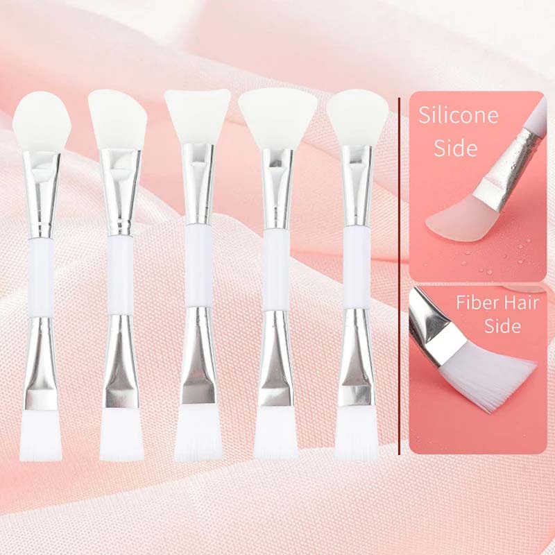 1Pc Silica Gel Fiber Bristles Facial Mask Brush W/Double-Ended Design