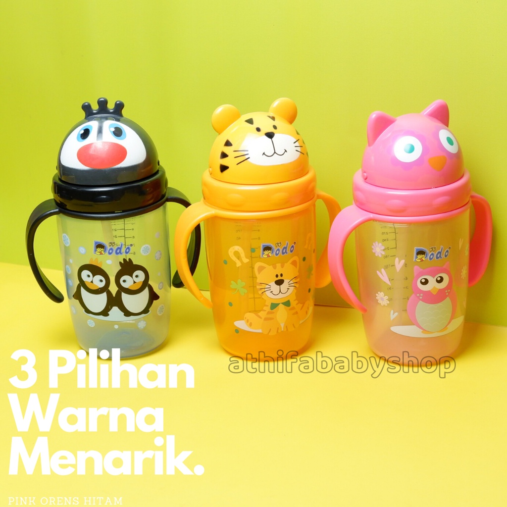 Botol Minum Anak Sedotan Untuk Anak-anak Perempuan / Lelaki Bayi Balita Baby DODO Cup 360ml Botle Susu Karakter Hewan Animal Lucu Sport Handle Cup