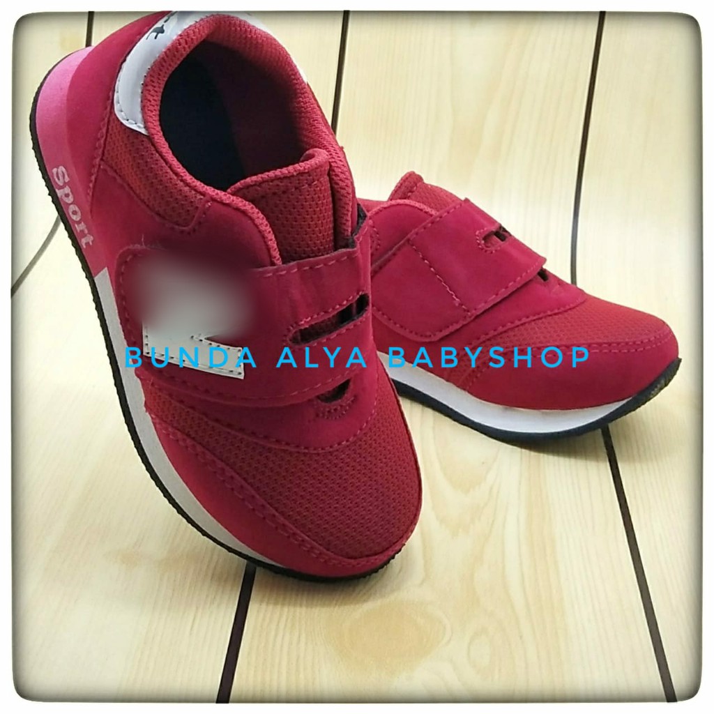 Sepatu Anak Laki Laki Usia 4 - 6 Tahun MERAH Sneakers - Sepatu Anak Sport Cowok Cewek Alas Anti Licin Size 28 - 31