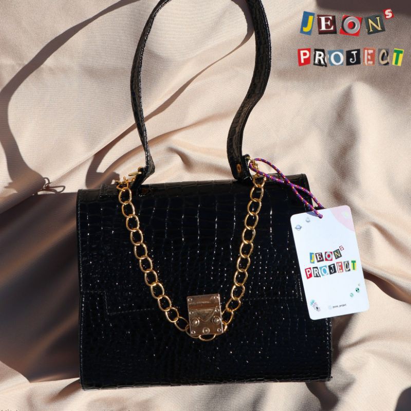 Tas Handbag Mini JP01 Hitam / Jeons Project Hand Bag Black /Tas Croco Andin Tas Kulit
