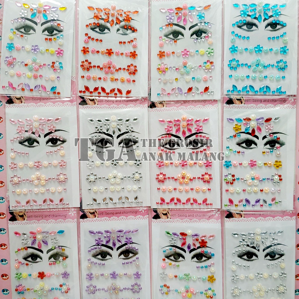 Face Sticker Makeup WARNA RANDOM Manik Wajah Mata Stiker Kristal Diamond