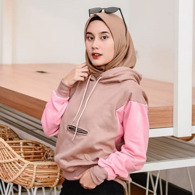 JAKET SWEATER WANITA Alya zipper hoodie, jaket sweater wanita, casual elegan