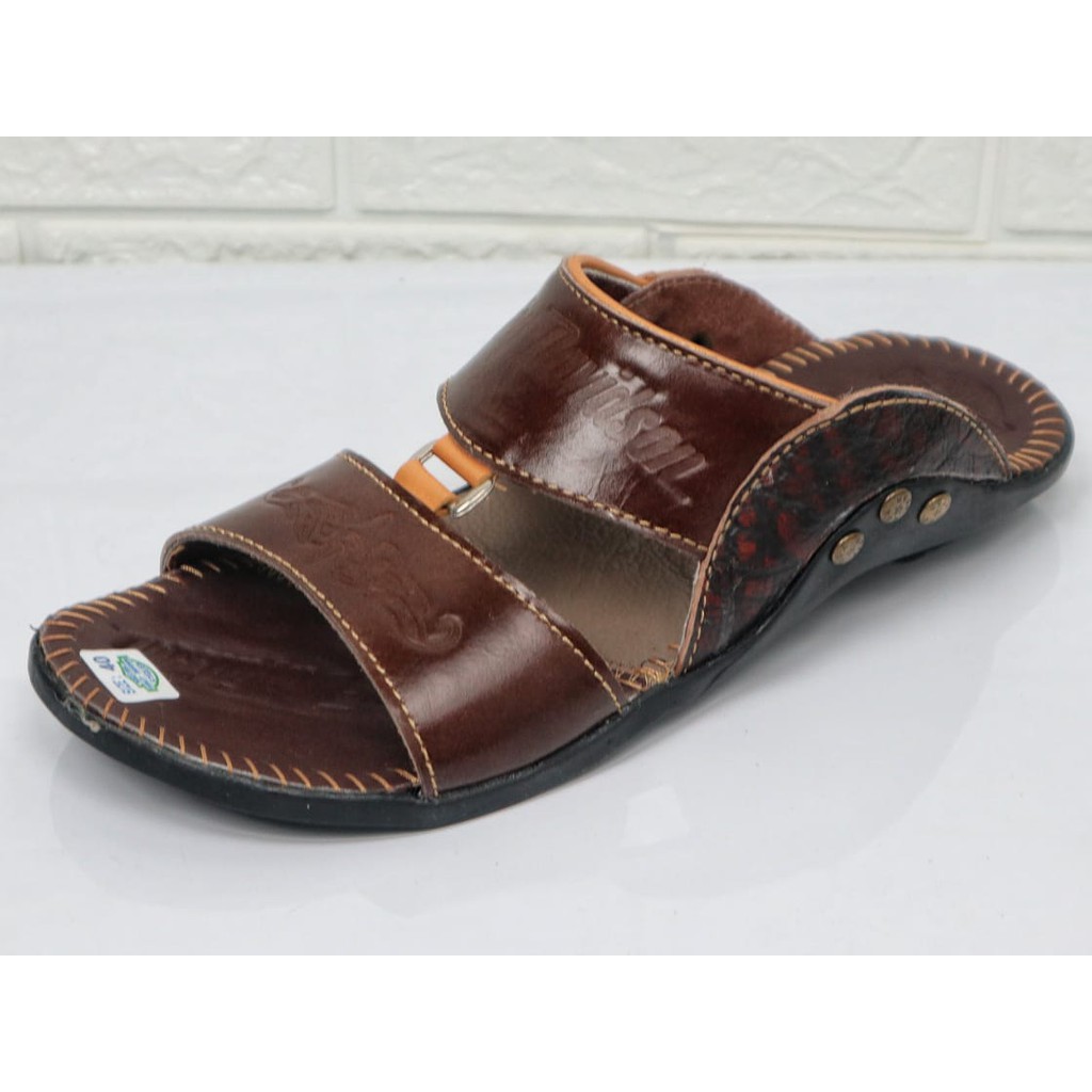 Terbaru Sandal Pria Kulit Sapi Asli Harley Davidson Real Leather Cow Sendal Ban 2 Ring Casual Pria