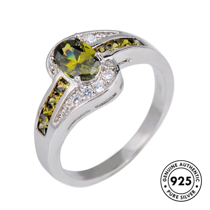 Cincin Sterling Silver 925 Dengan Kristal Warna-Warni Untuk Wanita