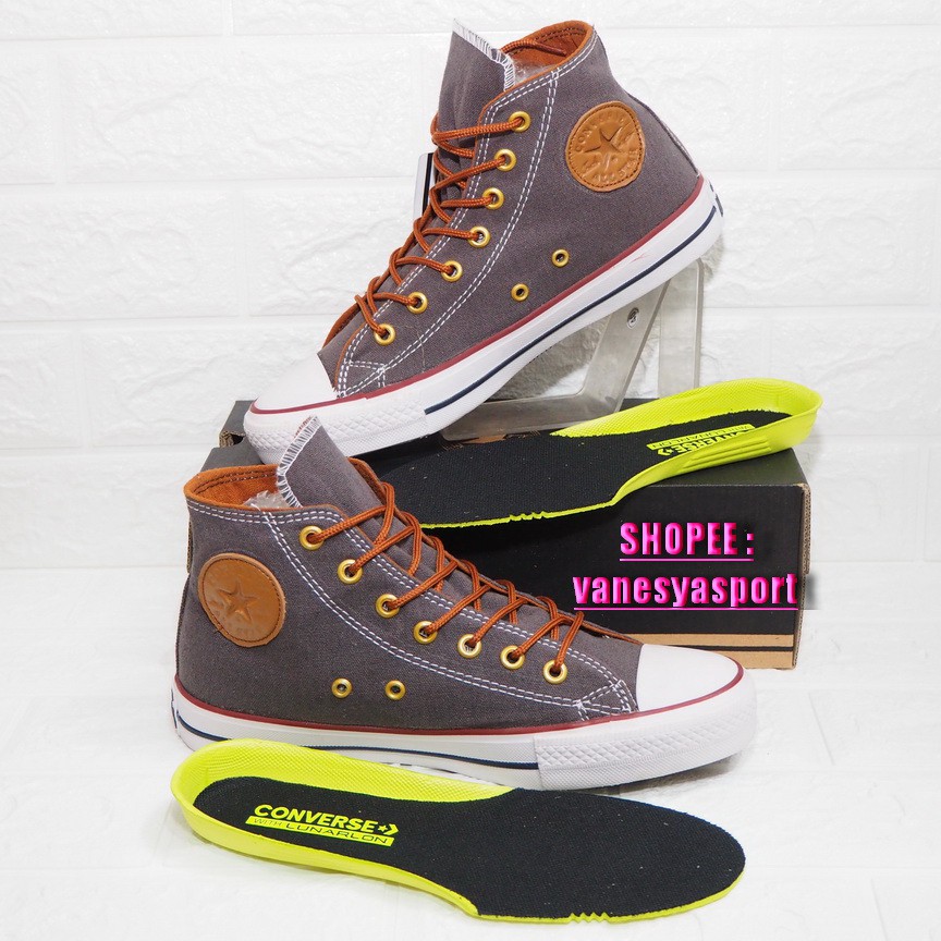 SEPATU CASUAL SNEAKERS PRIA CONVERSE ALL STAR PREMIUM HIGH COBOY ABU GREY TINGGI