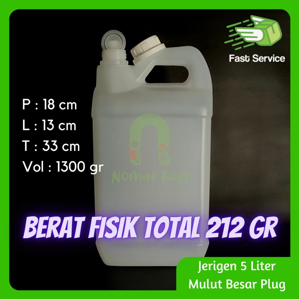 Jerigen 5 Liter Dirigen 5 Liter Mulut Kecil Plug Tutup Press Luar HDPE 210gram
