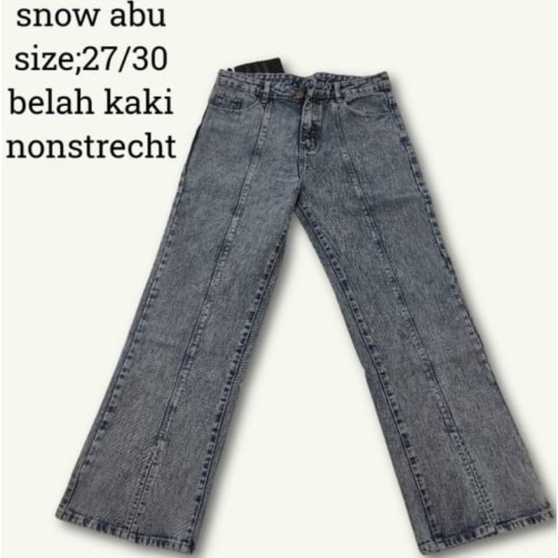 Celana jeans kaki belah kulot non streacht