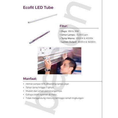 PHILIPS LEDTube Ecofit 600mm 8W T8 TL LED - Pengganti TL-D 18W - KHUSUS OJOL