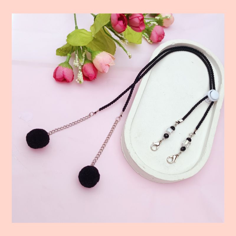 Strap masker 2in1 Pom-Pom hijab konektor friendly