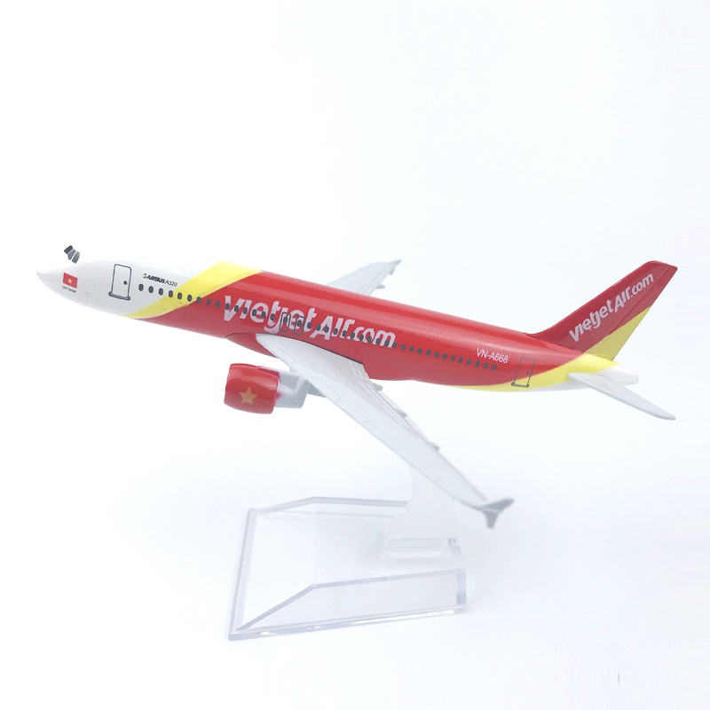 Miniatur Diecast Pesawat Terbang Vietjet Airbus 320 A320 Bahan Metal Untuk Koleksihadiah