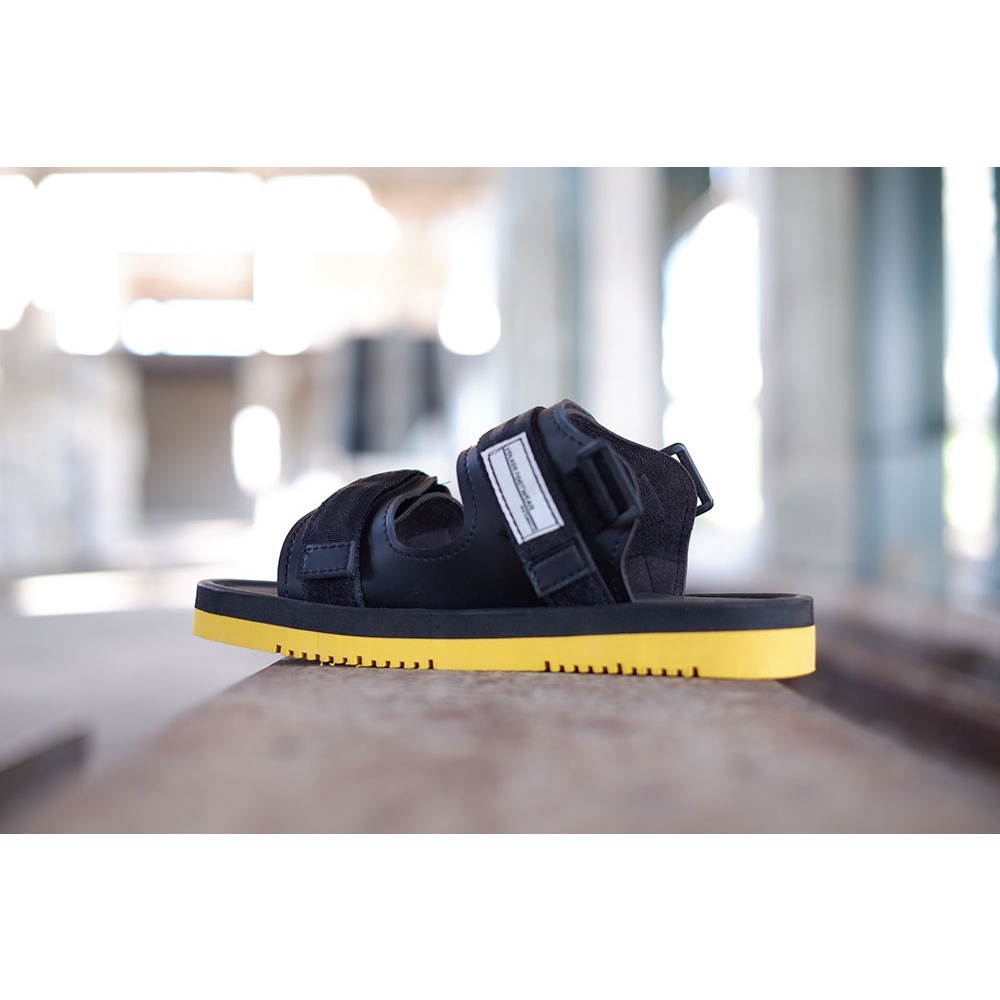 sandal pria kasual volkerfootwear / cutter black yellow sole