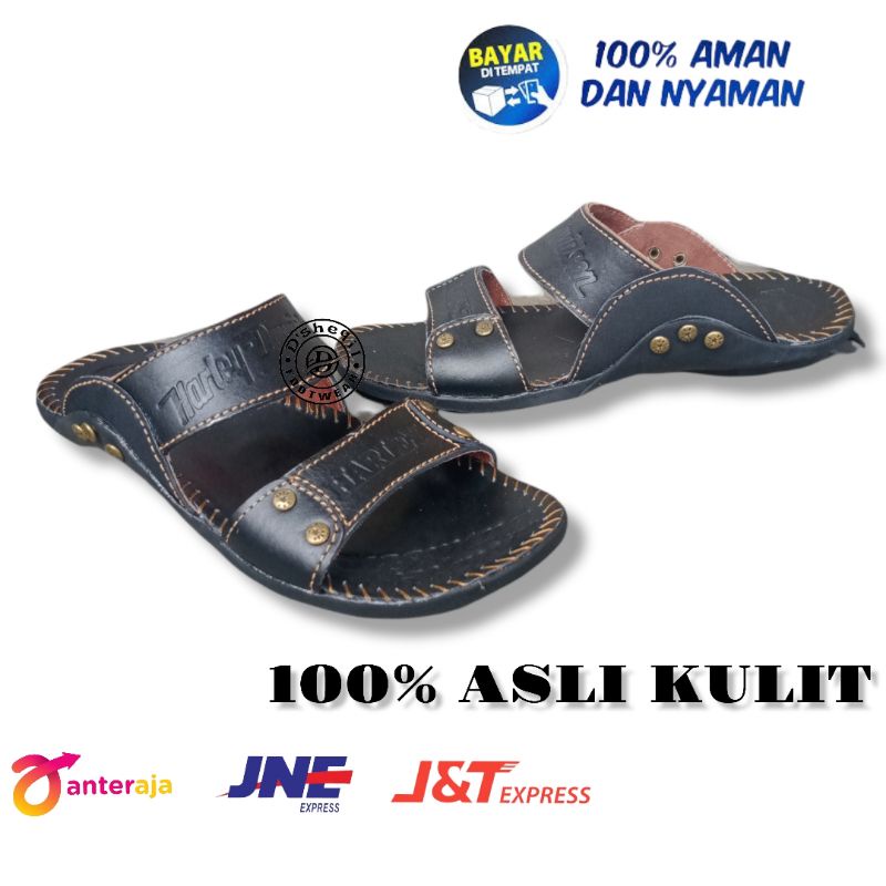 Sandal Kulit Pria Harley/Sandal Slop Full Kulit/Sandal Slide