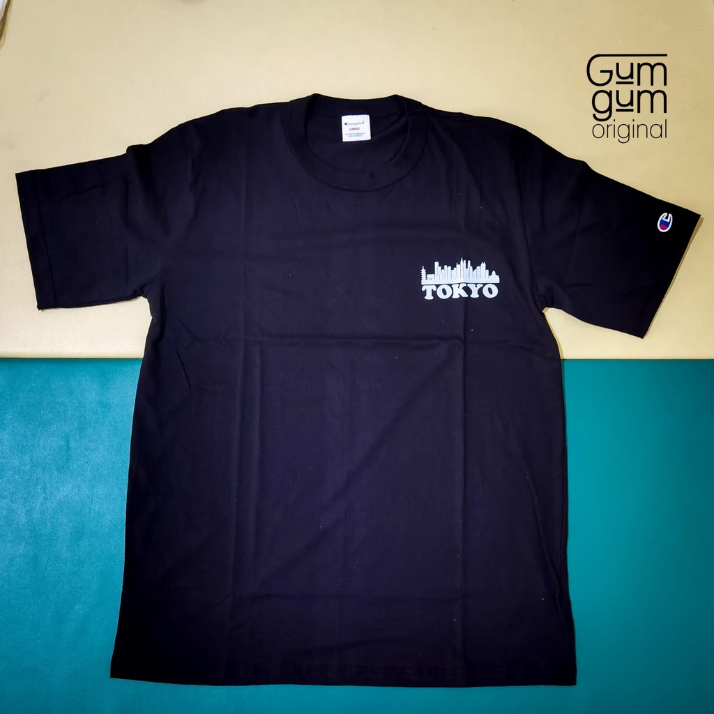 T-Shirt Champion Original - Special Japan Hitam (Kaos Pria Wanita / Unisex)