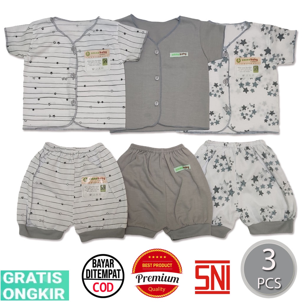 Isi 6 pcs Baju Bayi Celana Bayi 3 Set Baju Lengan Pendek Perlengkapan Bayi Baru Lahir Gift Set Baby Newborn Kado Murah