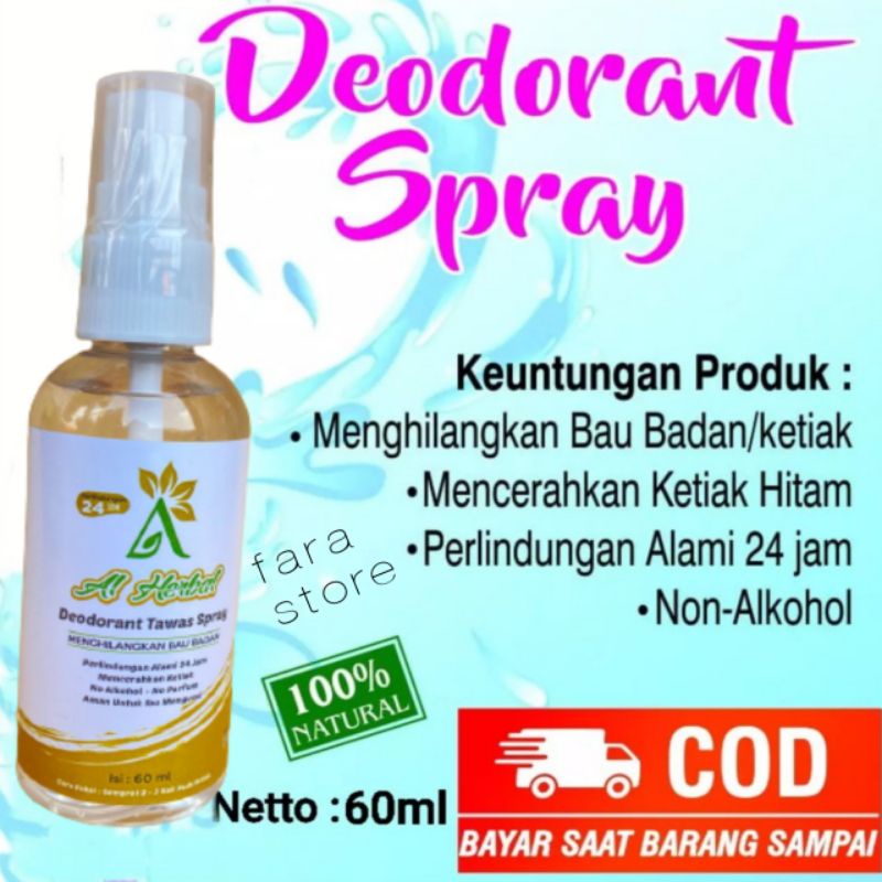 Deodorant Spray / Tawas Cair 60 ml Non Alkohol Penghilang Bau Badan Dan Ketiak Alami Al Herbal