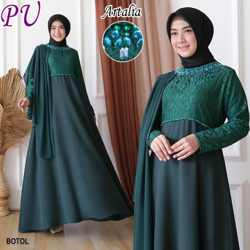 Artalia Gamis Pesta mUslimah kondangan walimatul gaun wisuda resepsi gaun cantik