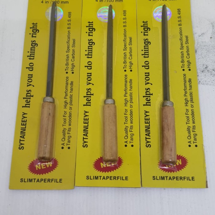 kikir gergaji 4 inch slim kikir besi gagang kayu kikir segitiga 100mm