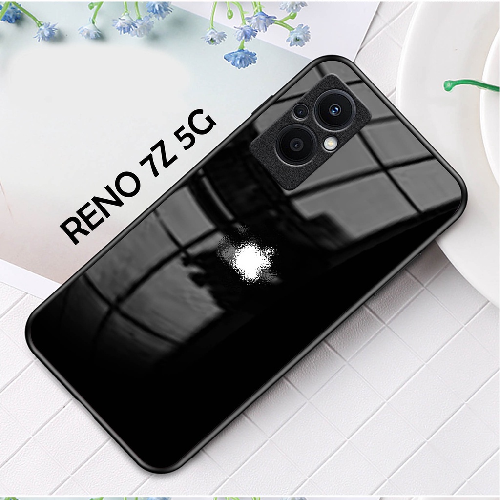 Softcase Glass Kaca LOGO [K08] OPPO RENO 7z 5G - OPPO RENO 7 5G Kamera Protek | Terbaru Casing Handphone-Pelindung Handphone