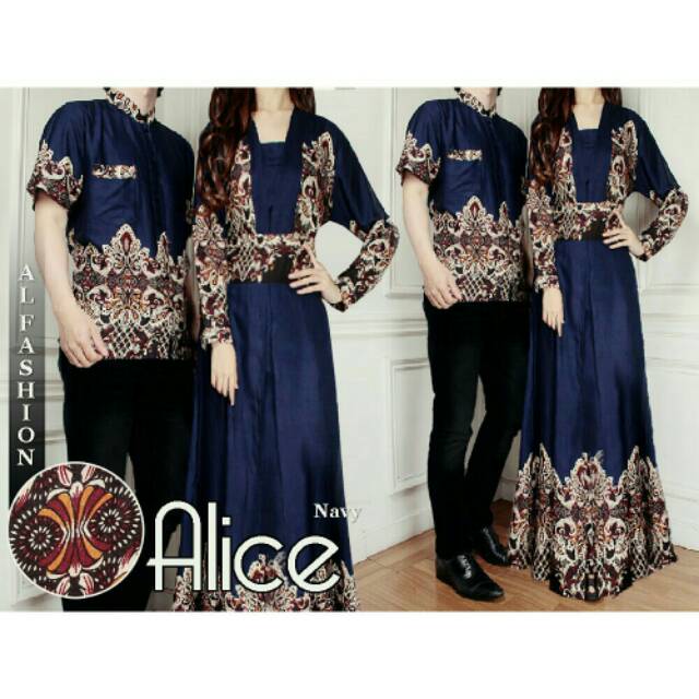 Promo CP Alice BAJU MUSLIM MURAH COUPLE BATIK MODERN SARIMBIT PASANGAN KELUARGA