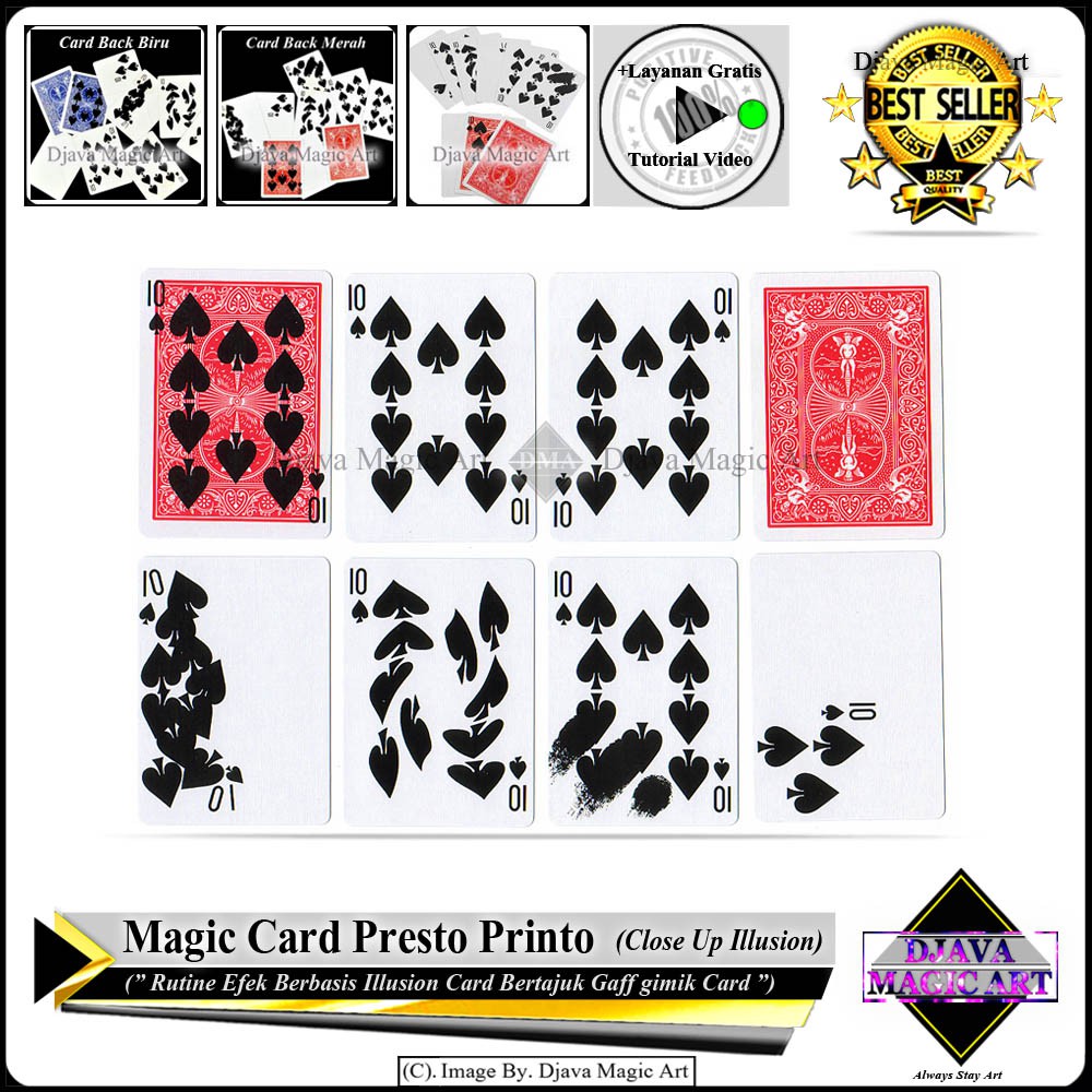 Magic Card Presto Printo Art - Illusion Card - Rutine Magic Trik - Close Up Magic - Djava Magic Art