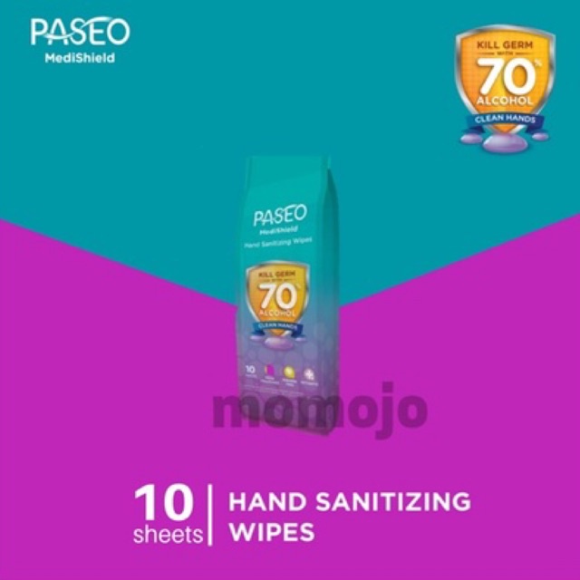 PASEO Medishield Hand Sanitizing Wipes 10s