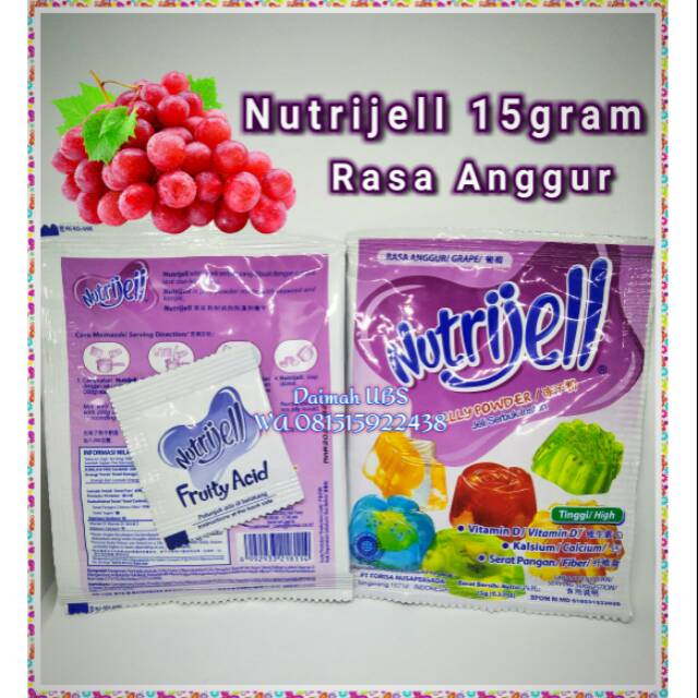 

Nutrijell 15gr , Nutrijell Anggur 15 gram, Nutrijell Grape 15gr