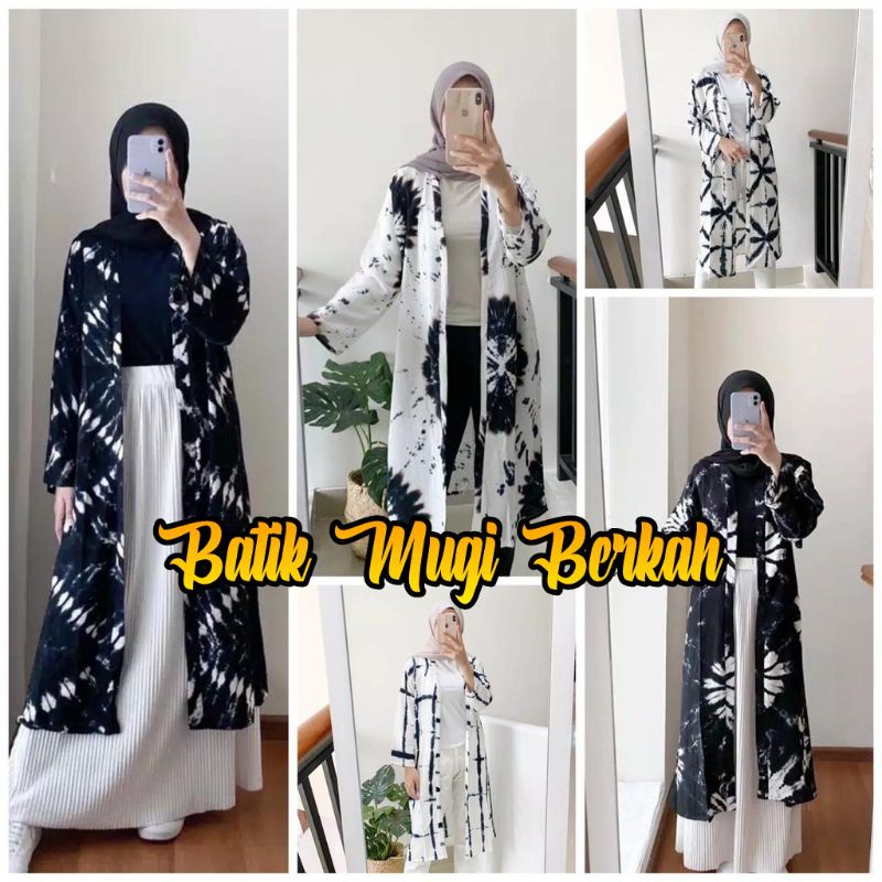 TERLARIS OUTER SABYAN TIE DYE SHIBORI LONG VEST RAYON KARDIGAN WANITA HITS KEKINIAN