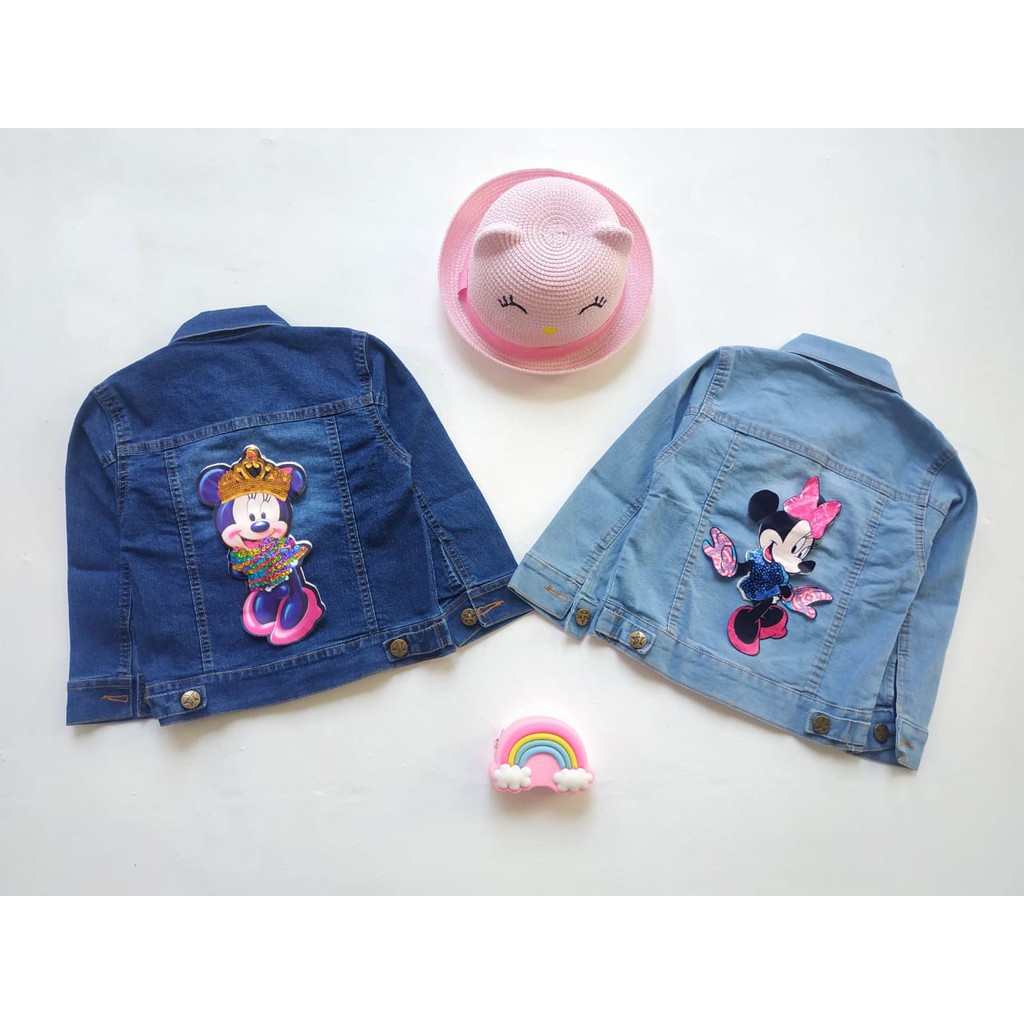 JAKET JEANS ANAK PEREMPUAN MICKY MOUSE LED / JAKET JEANS ANAK LED/JAKET ANAK PEREMPUAN