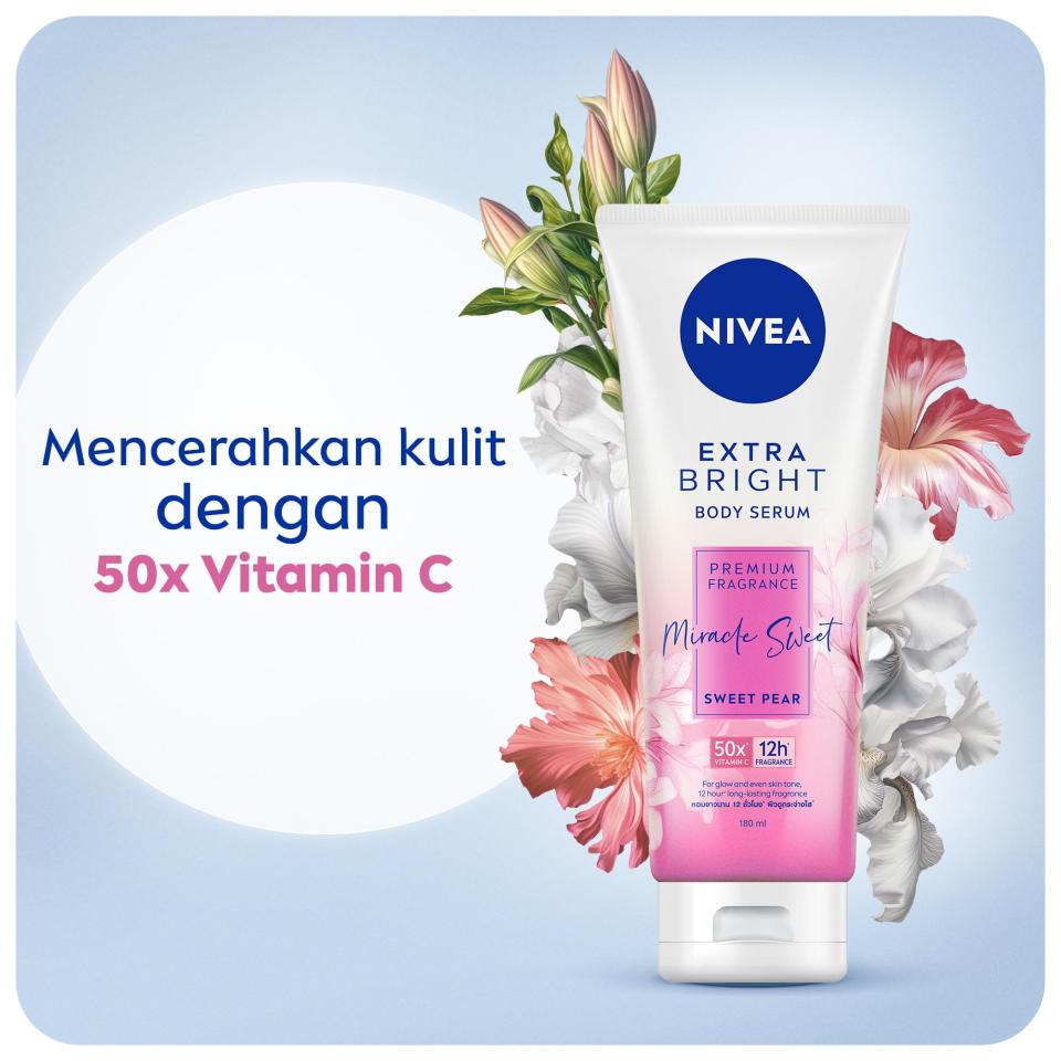 NIVEA Body Serum Extra Bright Premium Fragrance Miracle Sweet 180ml - Cerah &amp; wangi parfum premium tahan 12 jam