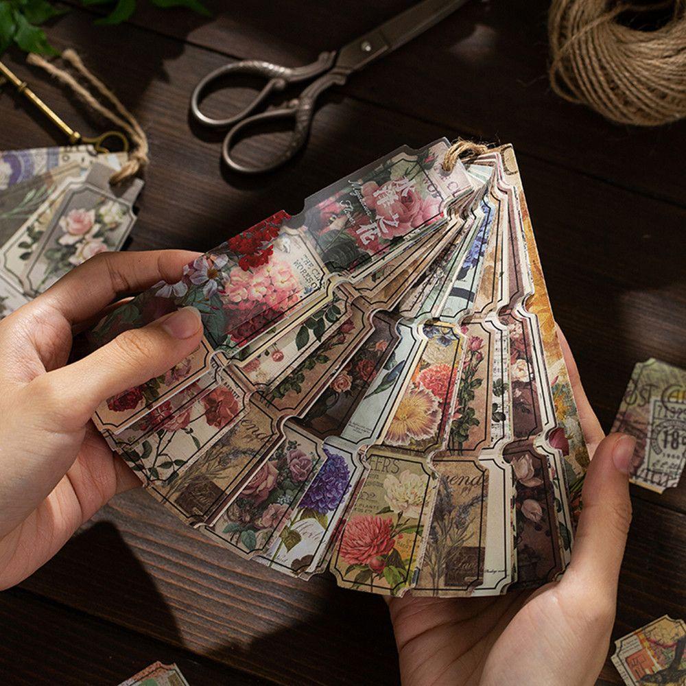 Solighter 40pcs/pack Retro Kertas Stiker Vintage Album Jurnal Stempel Hias
